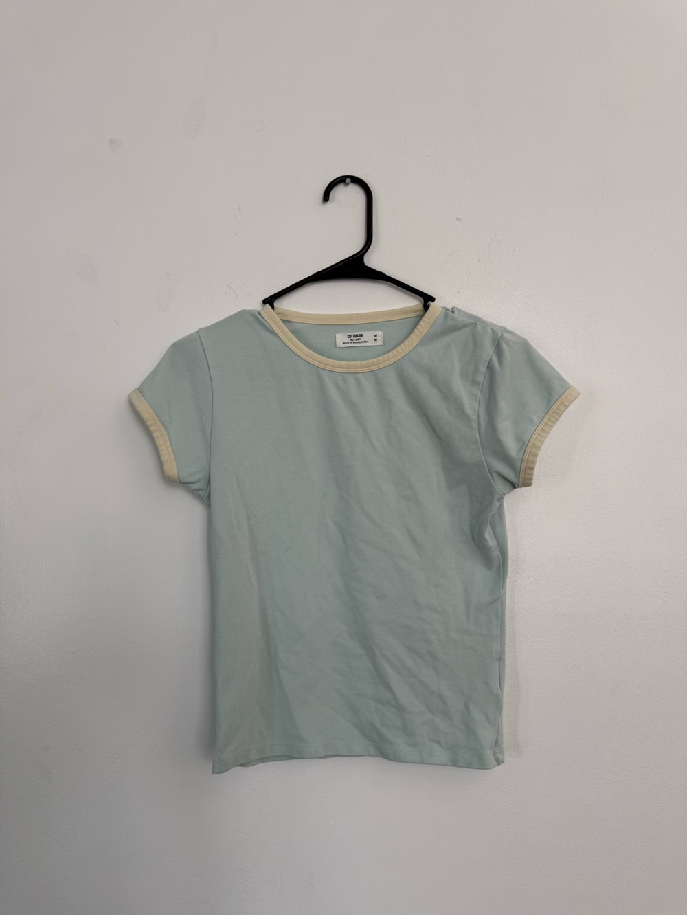 Cotton On Light Blue Tee with Cream Trim - Short Sleeve